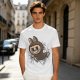 Olive Green T-Shirt With Playful Monster Bunny Graphic Print