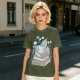 Olive T-Shirt With Stacked Books Teacup Floral Print