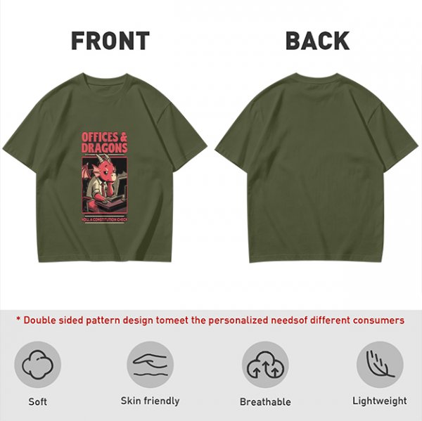 Offices & Dragons T-Shirt with Bored Office Dragon Art