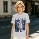 Olive t-shirt with stylized anime warrior graphic and Japanese text