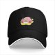 Black baseball cap featuring Kirby eating ramen