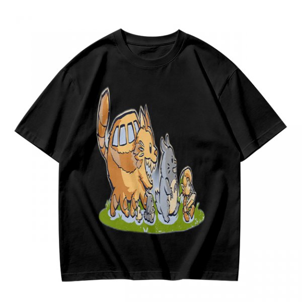 Olive T-Shirt With Whimsical Forest Creature Artwork Print