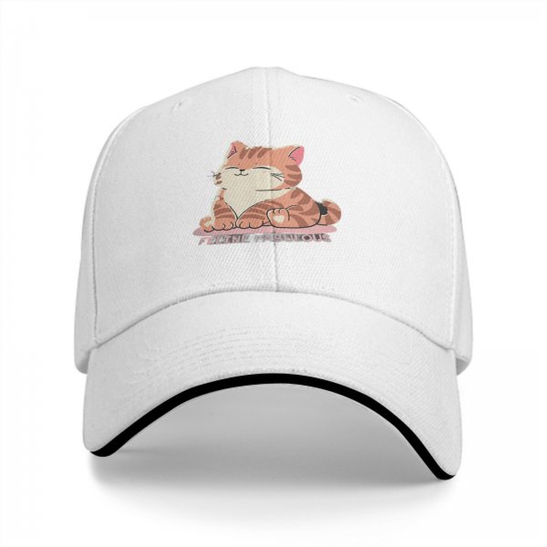 Black Baseball Cap with Cute Orange Tabby Cat Feline Fabulous Print