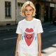 Olive T-Shirt With Cute Cartoon Heart Lifting Dumbbells Print