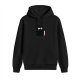 Black hoodie with cartoon black cat holding bloody knife graphic
