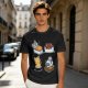 Olive T-shirt with cute cat sushi illustrations