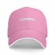 Black baseball cap with small text graphic on front panel