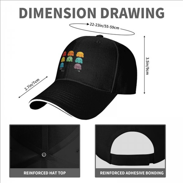 Black baseball cap with colorful emotional octopus graphic print