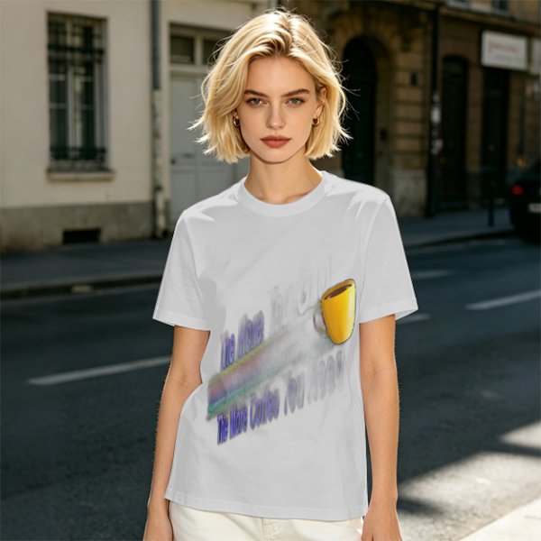 Olive Graphic T-Shirt With Coffee Mug And Rainbow Design