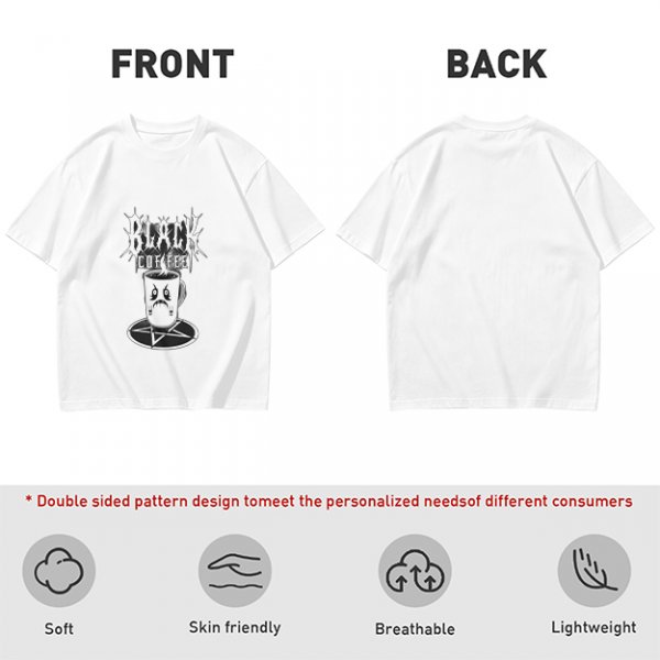 Olive t-shirt with Black Coffee gothic angry cup pentagram print