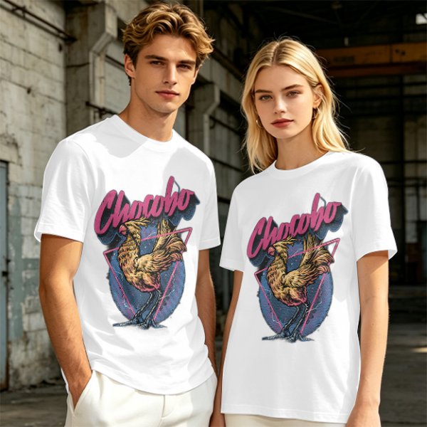 Olive Chocobo Graphic T-Shirt with Retro 80s Style Print