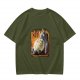 Olive green t-shirt with Totoro 'Spirits' graphic print