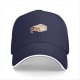 Black baseball cap with a cat peeking out of a blanket graphic