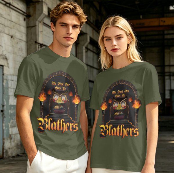 Olive T-Shirt with Gothic Blathers Themed Archway Print
