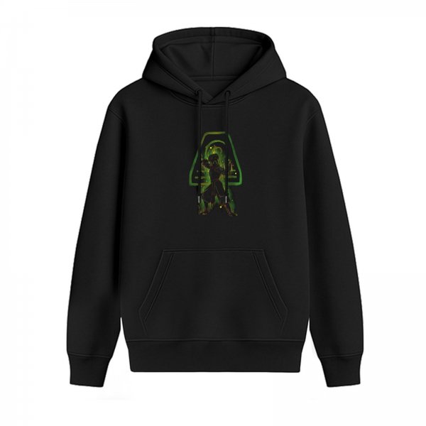 Black Hoodie With Green Silhouette Graphic Print