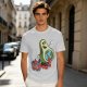 Olive T-Shirt with Cartoon Avocado Globe Travel Print