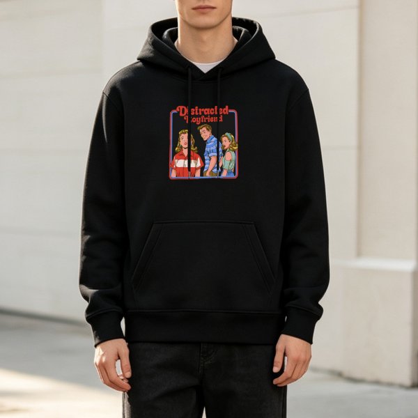 Distracted Boyfriend Meme Graphic Black Hoodie