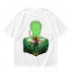 Olive Anime T-Shirt With Samurai Warrior Silhouette Art