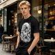 Oni Mask Samurai Floral Graphic Olive T-Shirt