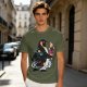 Olive T-Shirt With Cosmic Penguin And Ice Cream Print