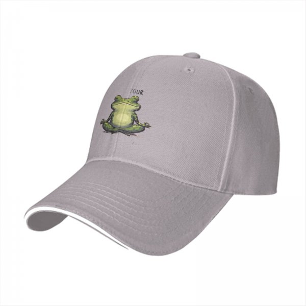 Black baseball cap with meditating frog graphic