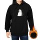 Black Hoodie With White Cat Holding Banana Graphic Print
