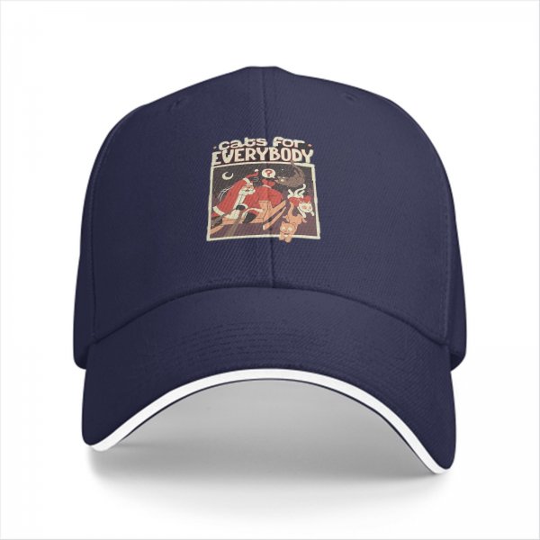 Black Baseball Cap With Cats For Everybody Christmas Print