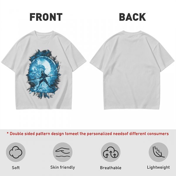 Olive T-Shirt With Blue Warrior Silhouette Graphic Print
