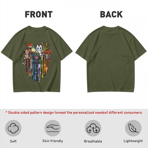 Olive T-Shirt With Cute How To Train Your Dragon Character Print