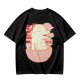 Olive t-shirt with a cartoon dinosaur in a ramen bowl graphic