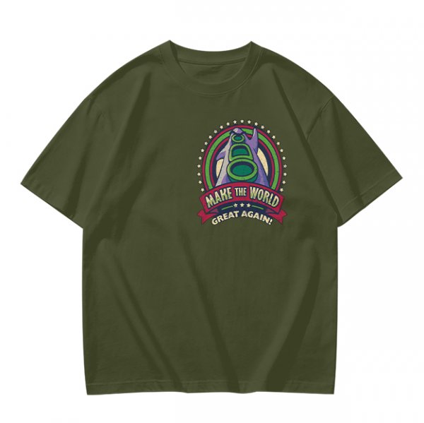 Olive T-Shirt With Make The World Great Again Space Graphic Print