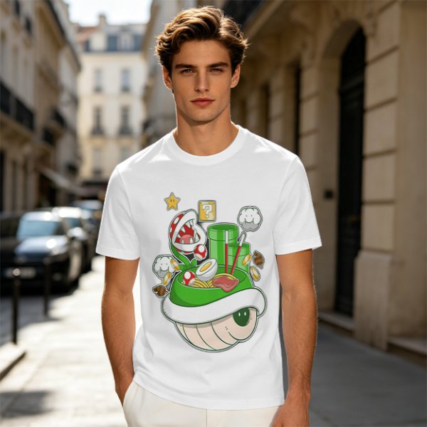 Super Mario Themed Ramen Graphic T-Shirt
