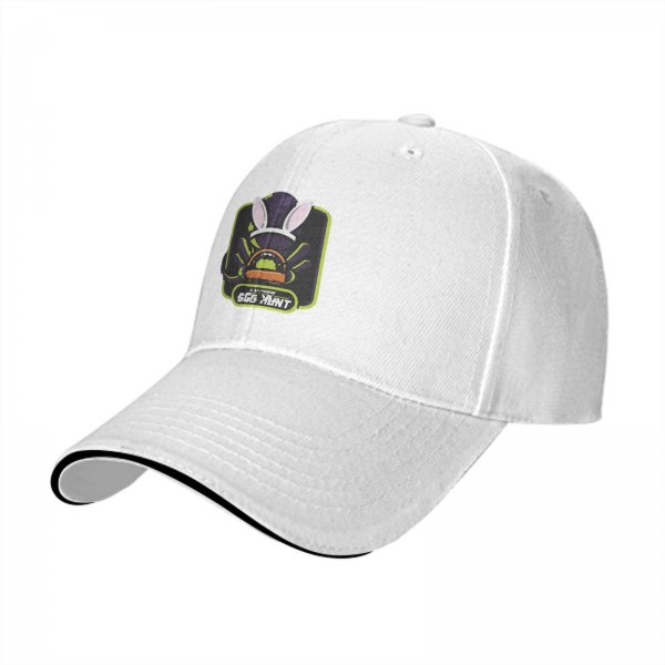 Black baseball cap with bunny ears egg hunt graphic design