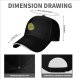 Black baseball cap with cute green cat holding orange yarn ball