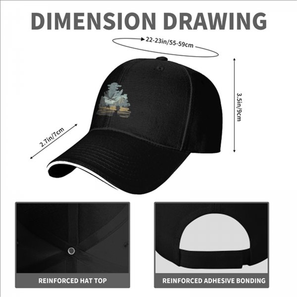 Black Baseball Cap With Fantasy Dragon Rider Landscape Art Print