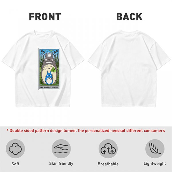 Olive T-shirt with My Neighbor Totoro Forest Spirit Tarot-style Print