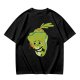 Olive Green T-Shirt With Sad Cartoon Cabbage Graphic