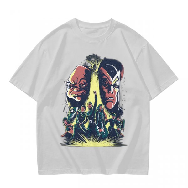Olive Graphic Tee With Retro Sci-Fi Character Art Print