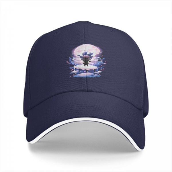 Black Baseball Cap With Fantasy Moonlit Character Art Print