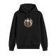 Black hoodie with distressed gingerbread man and crow graphic