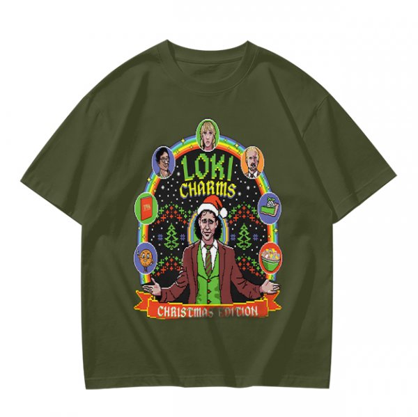Loki Charms Christmas Edition Themed Graphic T-Shirt