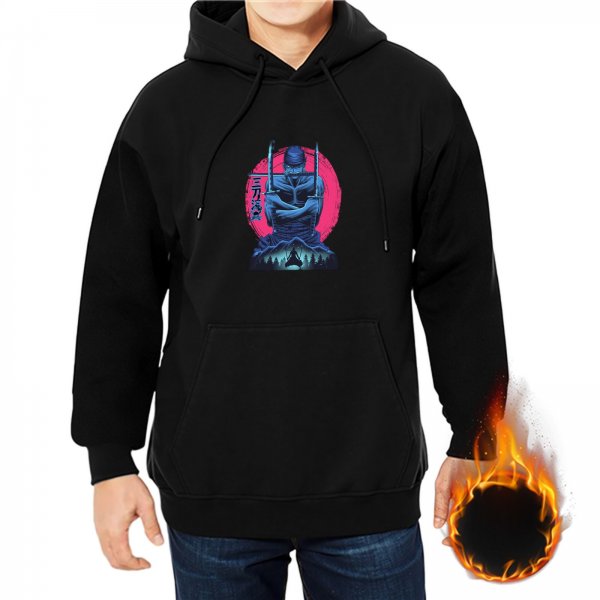 Black hoodie with anime swordsman graphic design