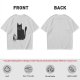 Olive Green T-Shirt With Cute Surprised Black Cat And Bell Print