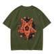 Olive T-Shirt With Pizza Pentagram Graphic Design