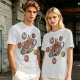 Olive green t-shirt with ramen planet space graphic print