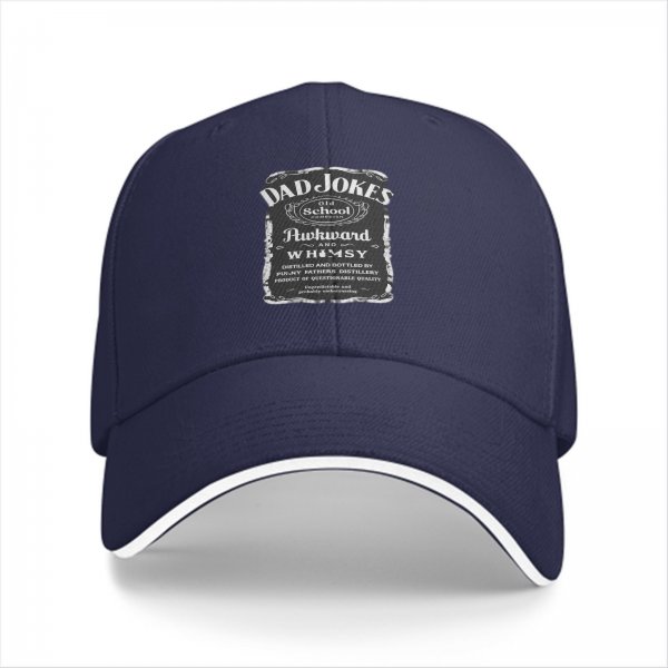Black baseball cap with Dad Jokes Old School Awkward Whimsy label print