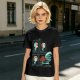 Olive Graphic Tee With Alien Stress Headache Themed Art