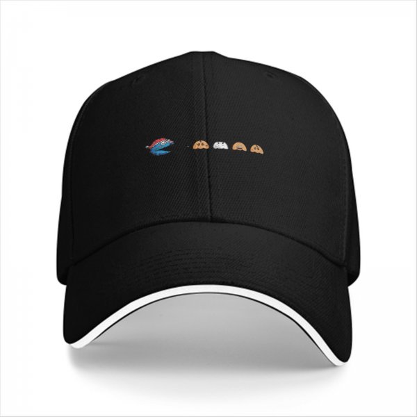 Black baseball cap with retro video game character graphic design