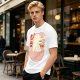 Olive t-shirt with a cartoon dinosaur in a ramen bowl graphic