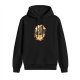 Black hoodie with a dinosaur in a ramen bowl graphic